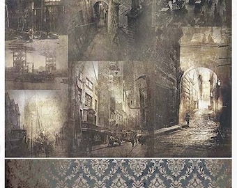 Rice Paper For Decoupage, Gothic Stories, Industrial Landscape, Decoupage, Crafts, Journaling, Collage, Scrapbooking, #R1932