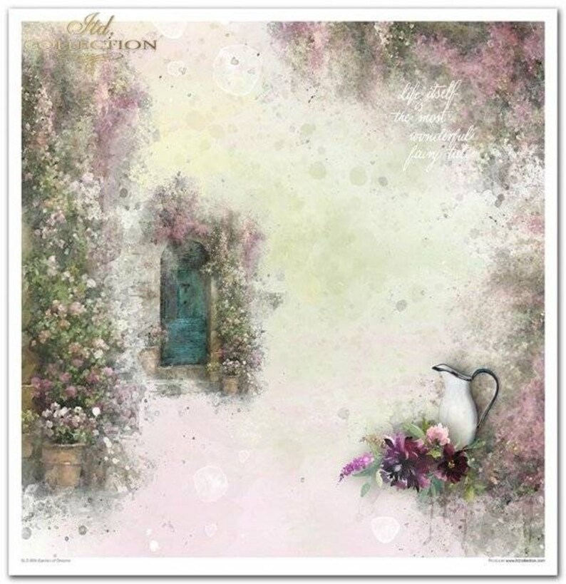 Set Of Scrapbook Paper 10 Sheets 12in x 12in Garden Of Dreams Crafts Collage Scrapbooking Journaling #SLS009