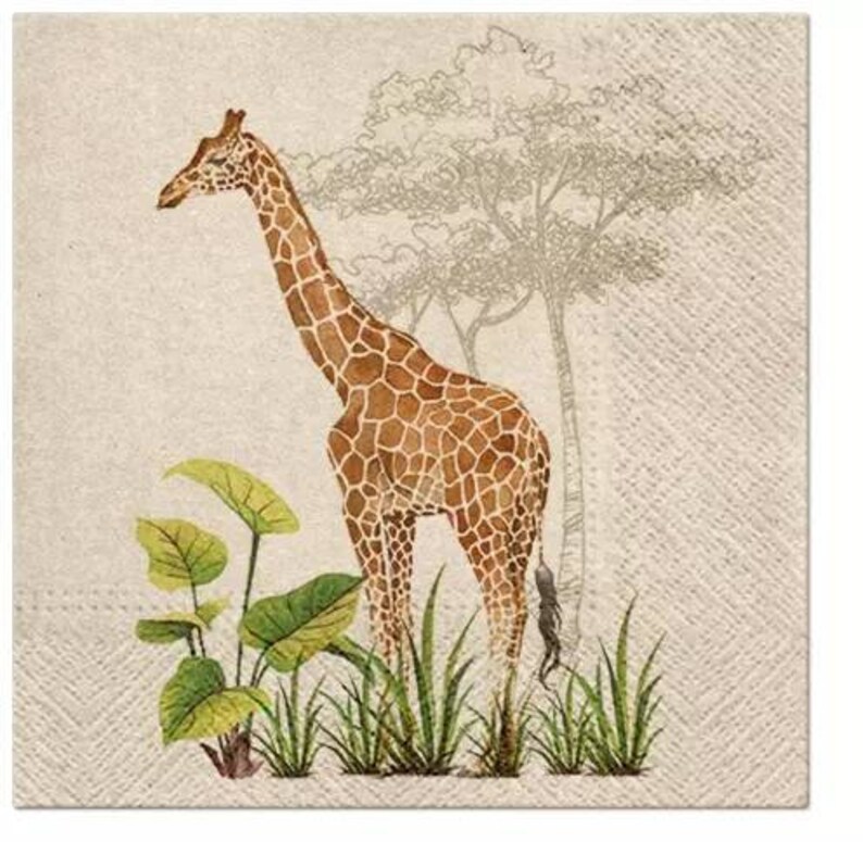 Paper Napkins For Decoupage Set Of 4 Lunch Size Giraffe On Etsy