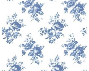 Rice Paper For Decoupage,  Single A4 Sheet, Blue Floral On White, Decoupage, Crafts, Collage, Scrapbooking, Journaling, #R0634