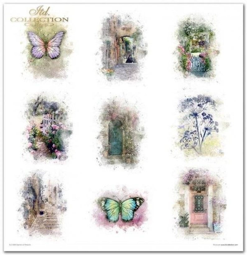 Set Of Scrapbook Paper 10 Sheets 12in x 12in Garden Of Dreams Crafts Collage Scrapbooking Journaling #SLS009