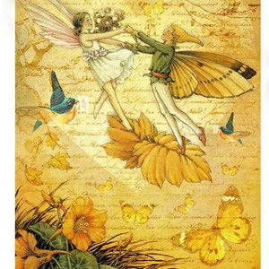 Rice Paper For Decoupage, Single A5 Sheet, Fairy Couple, Decoupage, Crafts, Journaling, Collage, Scrapbooking, #PD0085
