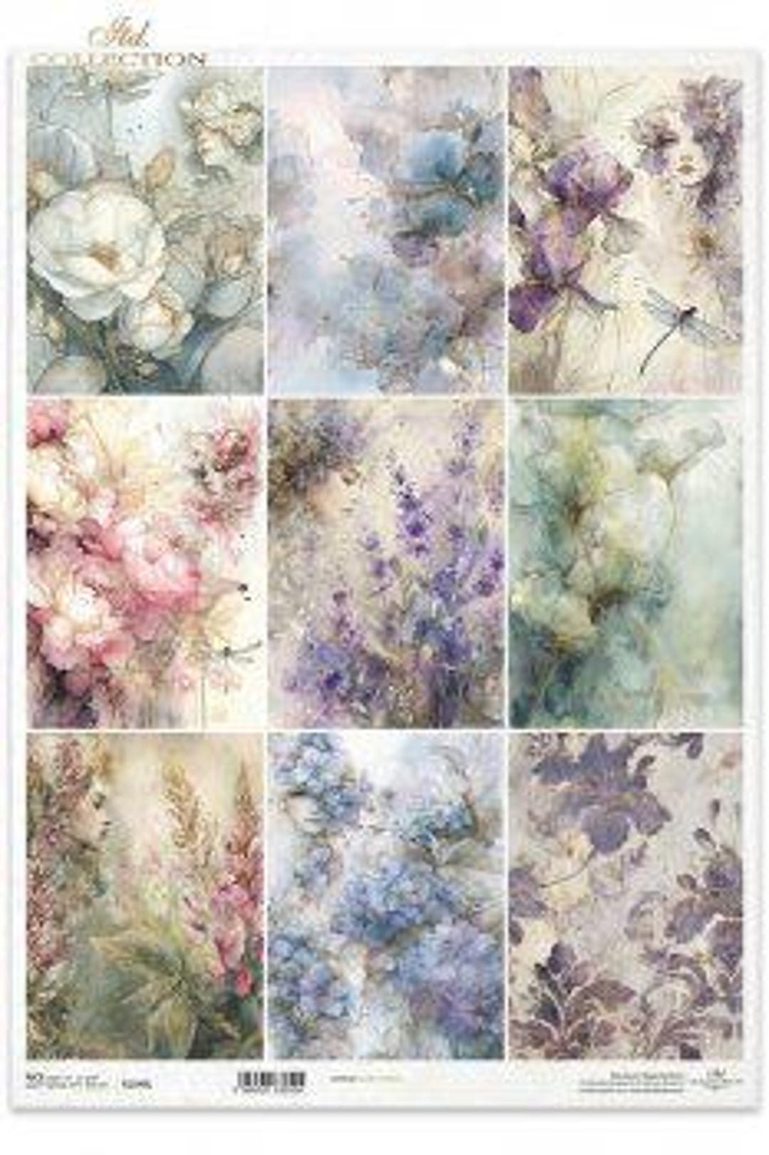 Rice Paper for Decoupage, Single A3 Sheet, 9 X Floral Images, Decoupage ...