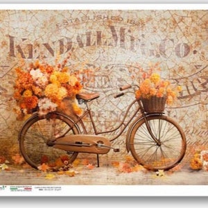 Rice Paper For Decoupage, A5 Sheet Of Rice Paper, Shabby Chic Bicycle, Decoupage, Crafts, Journaling, Collage, Scrapbooking, #PD0115