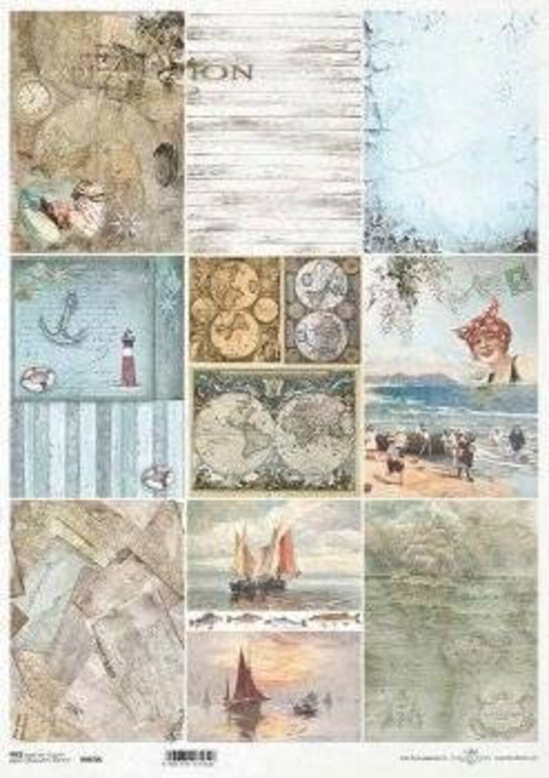 Rice Paper for Decoupage, Single A3 Sheet, Vintage Seaside, Nautical ...