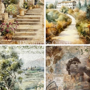 Rice Paper For Decoupage, Single A4 Sheet, Italian Four Pack By Decoupage Queen, Decoupage, Collage, Scrapbooking, Journaling, #DQ750