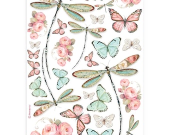 Rice Paper For Decoupage, Stamperia A4 Rice Paper, Dragonfly, Dragonflies, Crafts, Decoupage, Journaling, Collage, Scrapbooking, #DFSA4927
