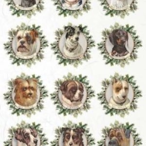 Rice Paper For Decoupage, A4 Sheet Of Rice Paper, Dog Medallions, Decoupage, Journaling, Scrapbooking, Crafts, Collage, #R2275