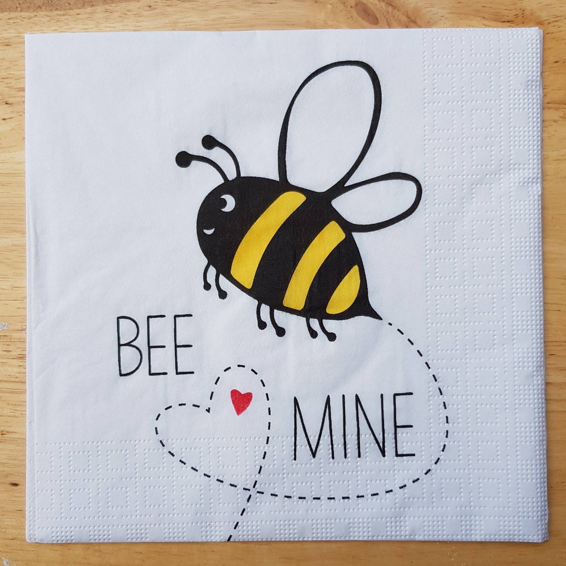 Paper Napkins For Decoupage Set Of 4 Lunch Size Bee Mine Buzzy Etsy