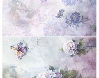 Rice Paper For Decoupage, Single A4 Sheet, 2 x Watercolour Floral Images,  Decoupage, Crafts, Collage, Scrapbooking Journaling, #R2257