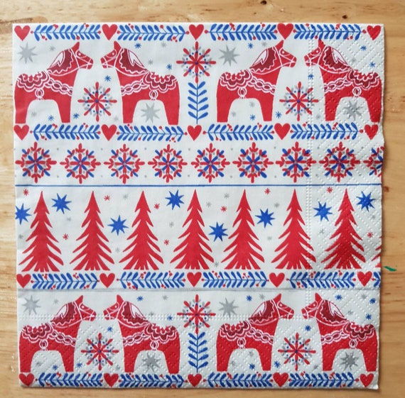 4 Lunch Paper Napkins for Decoupage Table Craft Vintage Napkin Christmas Tree 2