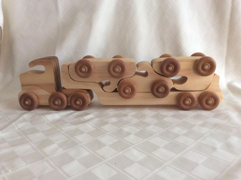Wooden Truck Car Carrier Handmade Trucks Image 0
