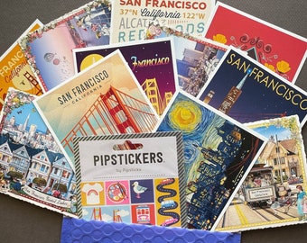 San Francisco, California - Postal Pack full of San Francisco Postcards and Stickers - California Love