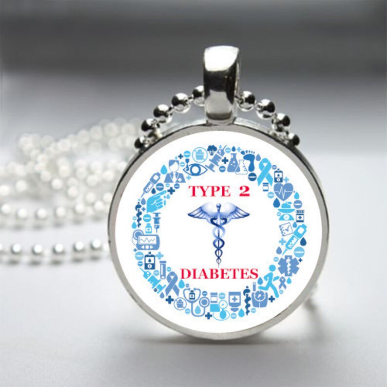 Type 2 Diabetes Medical Alert Necklace or Key Chain