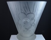 c1930 Huge Art Deco Signed Frosted Cut Glass Vase signed Helbert