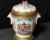Samson Old Paris Porcelain Armorial Bronze Mounted Inkwell 19th Century Signed