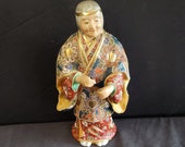 c1940 Japanese Satsuma Moriage Woman Sage figure 10.5 quot