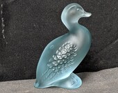 Blue Lalique Duck Paperweight Figure