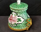 Antique French Porcelain Bronze Dore Mounted Inkwell Snake Pen Holder 19th Century