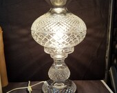 Waterford Alana Lamp with Huge Hurricane Shade 19 quot tall x 10.5 quot wide. BIG heavy Lamp Two piece