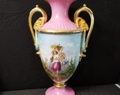 Old Paris Porcelain Sevres Style KPM Meissen NICE 18th-19th century 16.5 quot Heavy Gold Rams Head Handles all Hand Painted Partial Nude -Cherub