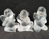 3 Lalique Angel Figures in various poses 3 quot -3 7 8 quot