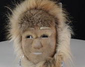 Vintage Eskimo Mask hide and Fur