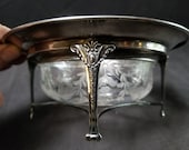 c1910 Hawkes Sterling Silver Holder with Cut Glass Finger Bowl