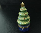 Chamart Limoges Trinket Box Hand Painted Christmas Tree
