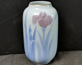 Fukagawa Seiji Arita Vase Iris Japanese Porcelain circa mid 20th century