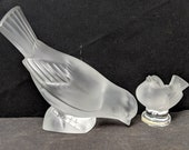 2 Lalique Bird Paperweight Figures