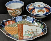 c1870 Antique Japanese Imari Lot 4pcs