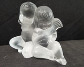 Lalique Twin Angels Figures 4.25 quot wide x 3.5 quot tall