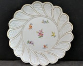 c1890 Antique Meissen Charger Embossed Hand Painted Florals 11 1 8 quot