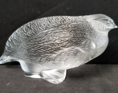 Lalique Quail Figure French Crystal Bird 6.25 quot x 3 5 8 quot