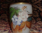 Moser Coralene Bohemian Glass Hand Enameled cordial Mug late 19th century
