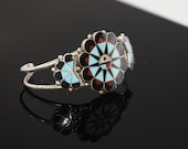 Vintage Zuni Sterling Inlaid Cuff Bracelet