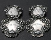 T Foree Hunsicker (1932-2015) Sterling Silver Luggage tag Clip on Earrings