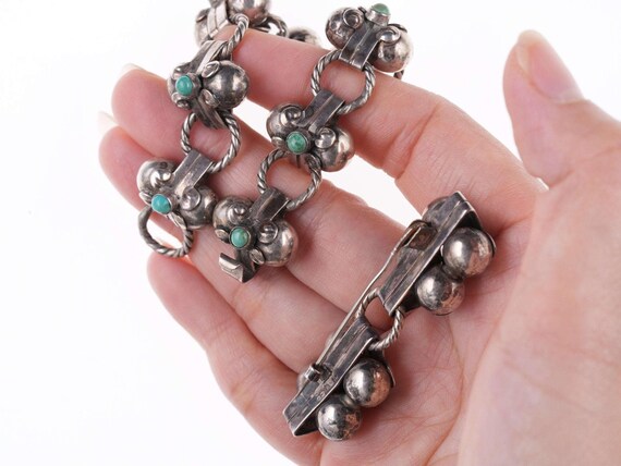 c1940's Mexican Art Deco Sterling and turquoise b… - image 3