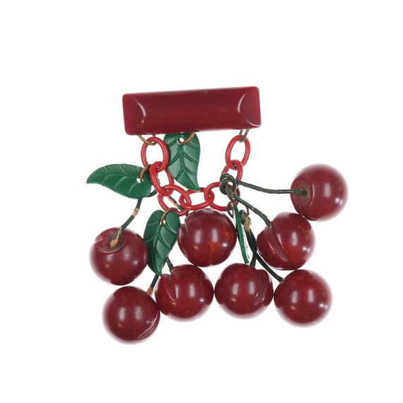 c1940's Bakelite cherries brooch