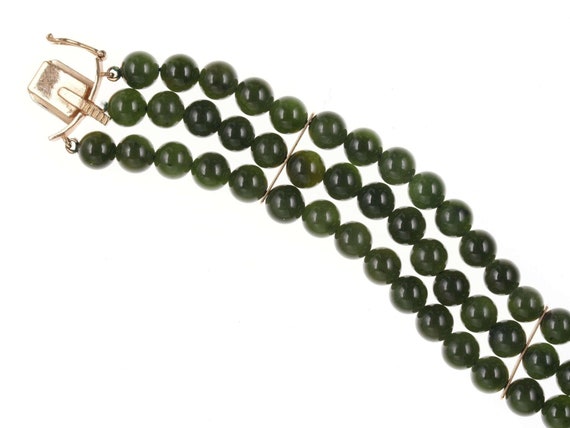 Vintage 14k gold and Jade bracelet - image 5