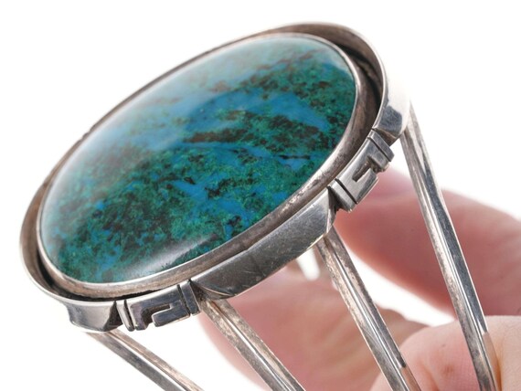 James Shay Navajo Sterling Chrysocolla cuff brace… - image 4