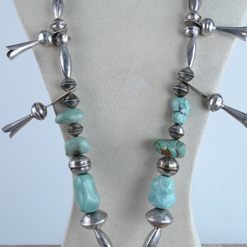 Vintage Sterling Silver Squash Blossom Necklace Etsy