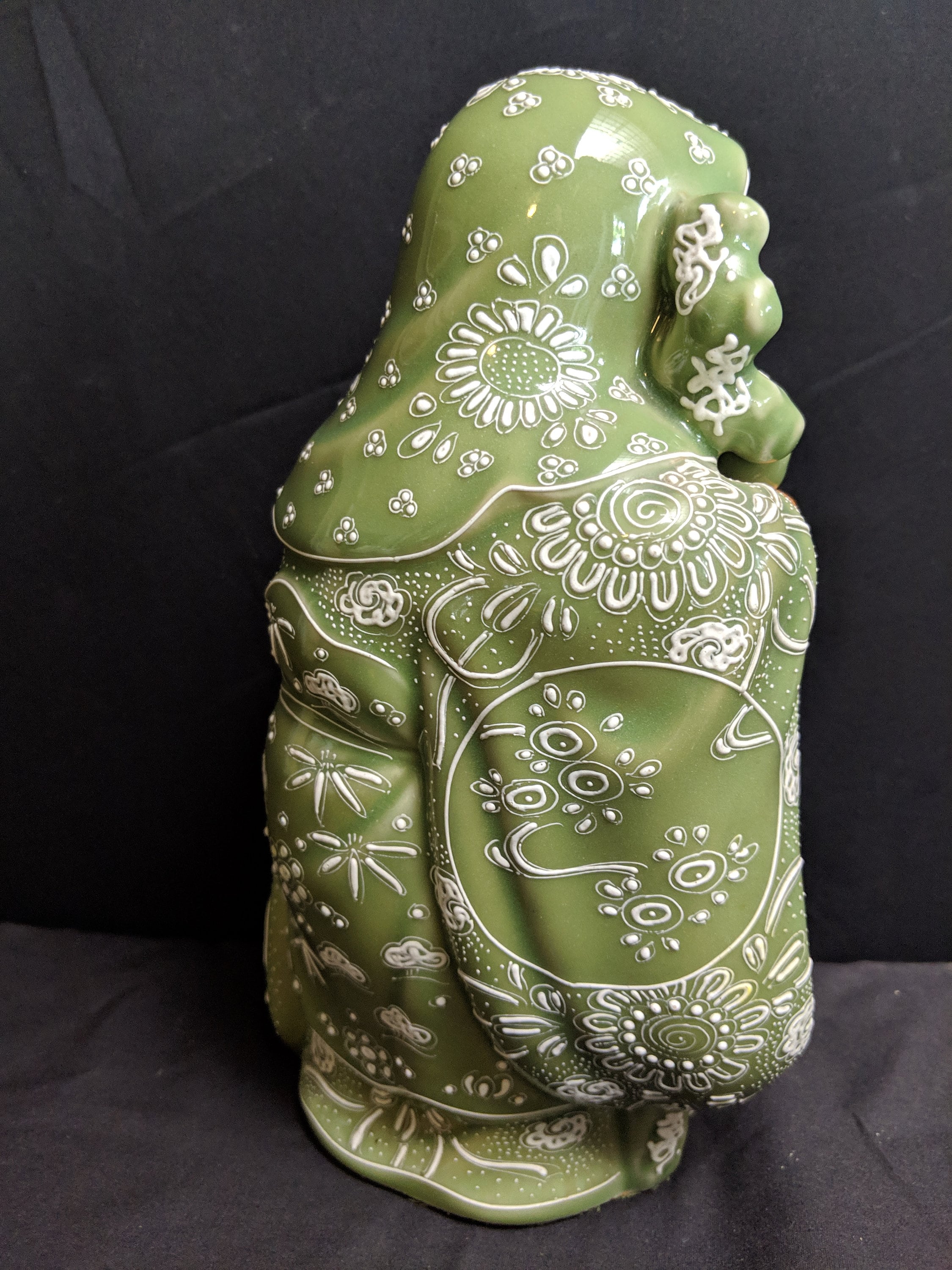 Fukurokuju God Statue Japanese Celadon Satsuma Moriage figure Early