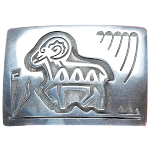Marcus Coochwykvia Hopi-överdrag med tjockhornsfår i sterlingsilver för 5 cm bälte