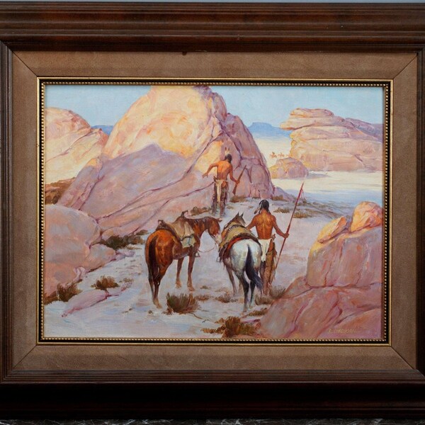 Shep Chadhorn Blackfoot Native American Artist Oil on board