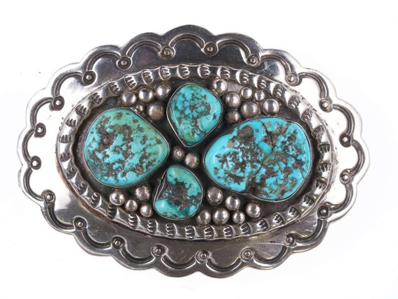 Vintage Native American sterling and turquoise be… - image 1