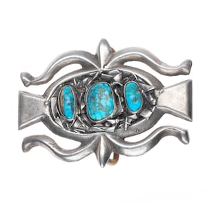 c1950&#39;s-60&#39;s Vintage Navajo cast sterling silver belt buckle with nice turquoise