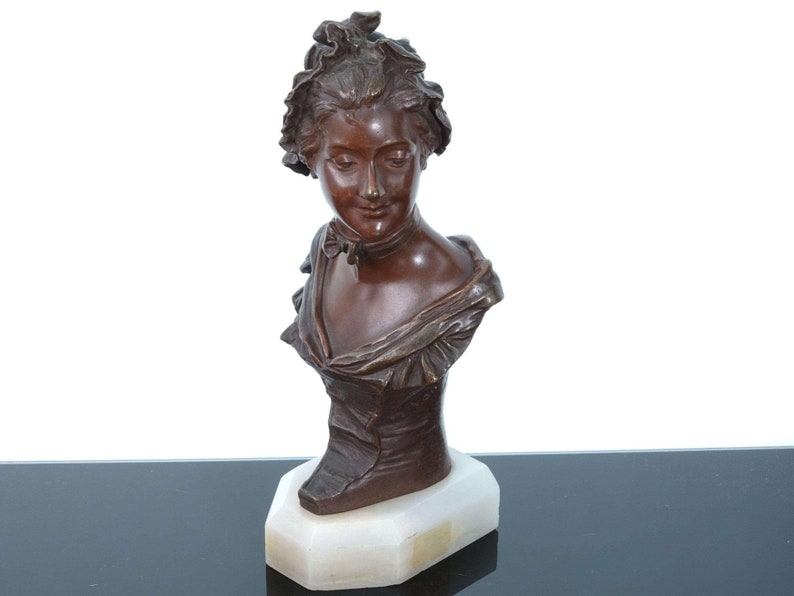 Georges Van der Straeten1856-1928 French High quality Dimiuative Bronze Bust o image 1