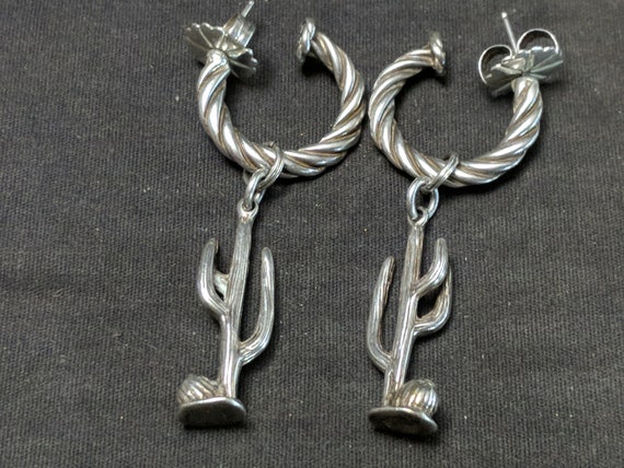 Southwestern Sterling Saguaro Cactus Earrings